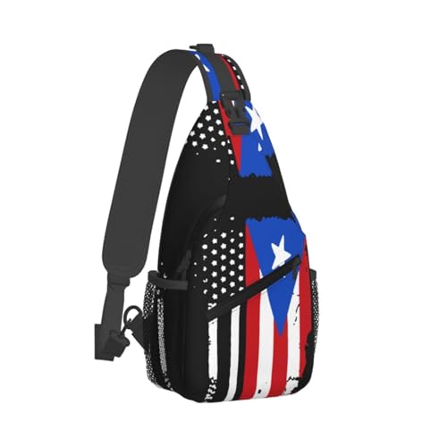 Sac à poitrine drapeau Porto Rico unisexe, sling bag léger et ajustable pour sport et école