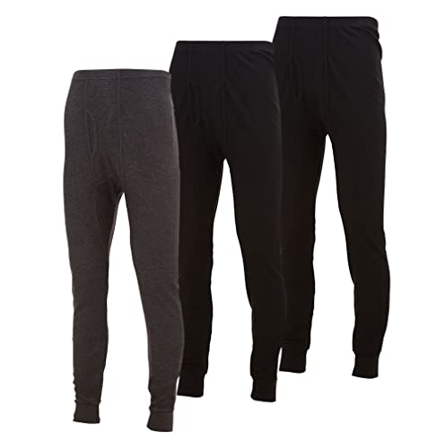 Mens Thermal Long John Pants - Thermal Bottom Base Layer for Tshirts & Jackets - Lightweight Thermal Underwear Mens - 3 Pack