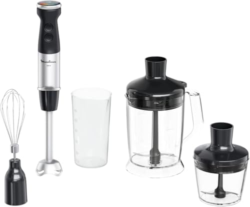 Moulinex Quickchef+ - Batidora de mano de 1000 W, cuchillas con tecnología Powelix, accesorio batidor picador XL 5 en 1, modo silencioso, 2 velocidades variables, DD67L810 Moulinex Quickchef+ - Batidora de mano de 1000 W, cuchillas con tecnología Powelix, accesorio batidor picador XL 5 en 1, modo silencioso, 2 velocidades variables, DD67L810