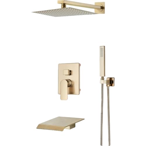 Robinet de douche encastré or brossé pour éliminer le calcaire et les fuites