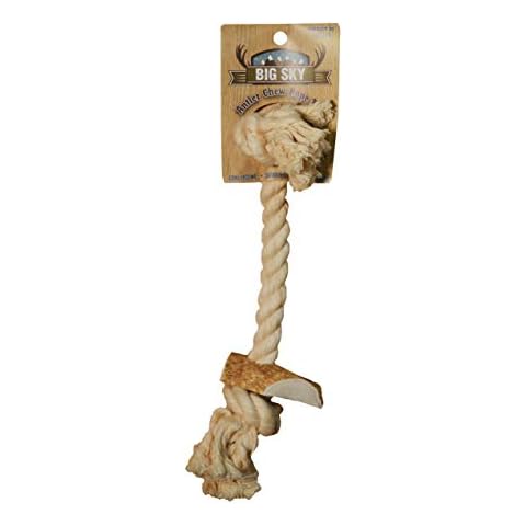 Scott Pet 1 Piece 3/4"" x 15"" Rope Toy with Antler, Large, White (AB03W) Cover