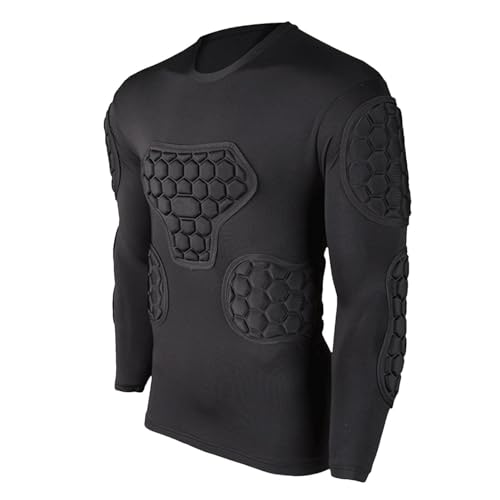 DNCG Paintball Padded Shirts, Football Rib Protector, Padded Compression Shirt Footballs, Men Soccer Protective Shirt, Baseball Compression Padded Chest Protective Training Suit for Soccer Basketball