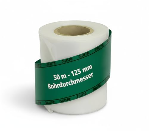 SILISTO Dachrinnenschlauch bis Ø 125 mm 50 Meter Rolle & 140 Dicke Regenrinnenschlauch - Regenrinnen Ablauf - Fallrohrschutz - Schlauchfolie für Ablaufrohre & Baustellen