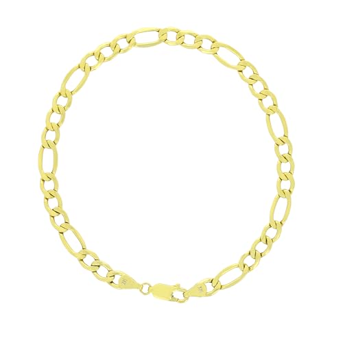 Nuragold 14k Real Yellow Gold Figaro Link 5.5mm Chain Bracelet (7"-9") Italian Jewelry for Men & Women2
