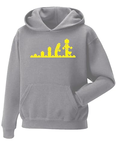 Snapit Evolution of Bricks Mens Hoodie Cool Funky Geek Nerd Unisex Boys Hoodie| Inspired Novelty Hooded Top Premium Pullover Quality Printed Hoodies for UK Men/Women Grey
