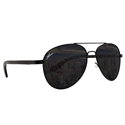 Preisvergleich Produktbild glozzi Holz Pilotenbrille Polarisierte Sonnenbrille Herren und Damen - Ebenholz