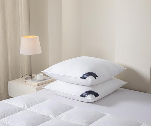 Littens Luxury European Continental 80cm x 80cm Large Square White Duck Feather & Down Pair Pillows 230TC 100% Cotton Casing, Down Proof (32" x 32")
