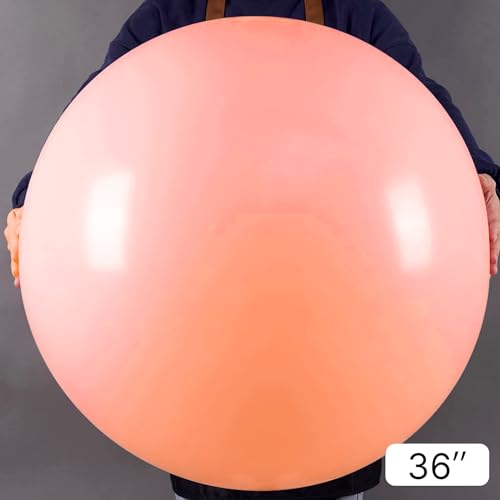 Image of PartyWoo Pastel Orange Balloons 4 pcs 36 Inch Extra Large Big Jumbo Giant Baby Pale Light Peach Orange Pink Latex Helium Balloons for Baby Shower Gender Reveal Birthday Party Decorations Orange-Q02