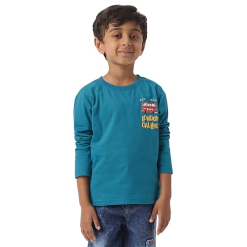 Image of Nautinati Boys 100% Cotton Full Sleeve Printed T-Shirt | Age 1-5 Years