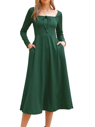 Robe en tricot côtelé Allegra K mi-longue à col carré décontractée