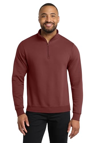 Port & Co Core Fleece 1/4-Zip Pullover Sweatshirt-PC78Q-M-Maroon