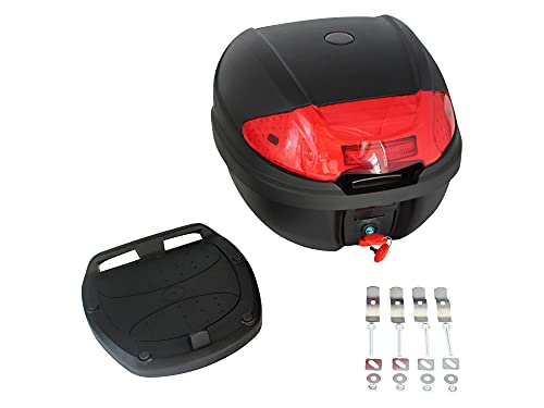 SECURA Motorradkoffer Topcase schwarz 32 L abschließbar mit Halterung | für Roller Mofa Motorroller Motorrad Quad Zubehör Koffer hinten | Top Case Gepäckträger Koffer Box