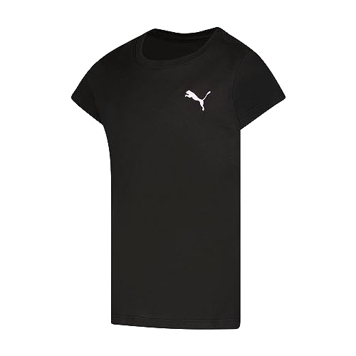 Image of Puma Girls Core Logo Short Sleeve T-Shirt, Crewneck, Soft and Lightweight