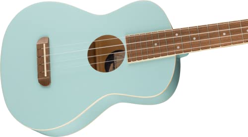 Fender Avalon Ukulélé ténor Noyer Doigter Bleu Daphne - Les Beatles, Paul McCartney, John Lennon, RIngo Starr, George Harrison Fender Avalon Ukulélé ténor Noyer Doigter Bleu Daphne – Image 5