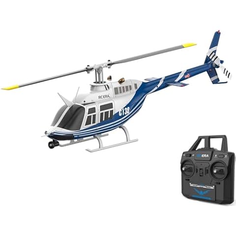 FLYCOLOR C138 RC Helicopter 2.4G 6CH 6-Axis Gyro Altitude Hold 1/33 Remote Control Plane Ready to Fly RTF(Blue-White) Cover