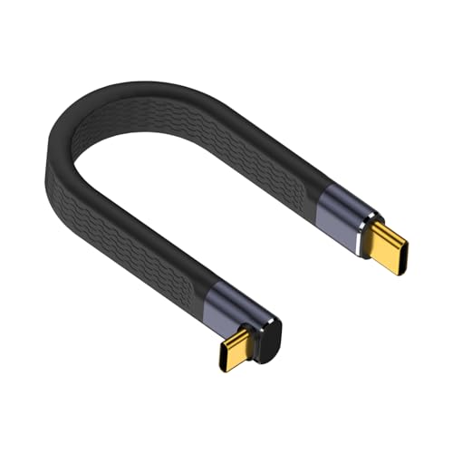 Image of Poyiccot 5 inch Short USB-C Cable 90 Degree, Up & Down Short USB-C to USB C Cable, 40Gbps 240W Type-C to Type C Extension Cord Support Thunderbolt 4 with iPhone 15, MacBook, Galaxy S23, External SSD