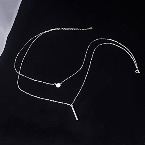 Bijoux décoratifs Collier Argent 925 double couche chaîne de clavicule tendance - 4