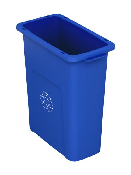 Sturdy Essentials Waste Wise 16 Gallon Blue Recycling HDPE Trash Can Compatible with All Waste Wise Lids and Signs - (16 Gallon, 8 Pack)