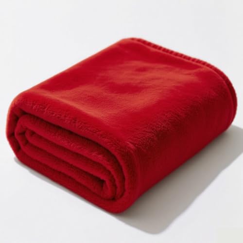 GOUTUI Mantas para Cama 135 x 240 cm Super Caliente Manta Suave sin Arrugas Cobijas de Regalo para Mujer y Hombre, Rojo