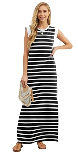 Image of GRECERELLE 2026 Women Year-Round Casual Round Neck Loose Split Wrinkle-Free Long Maxi Vacation Dress with Pockets (XXS-4XL)