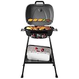 Royal Gourmet GT2003 Portable 2 Burner Propane Gas Grill with Stand and Warming Rack, 2-in-1 Grill Griddle Combo with 17,000 BTUs Output forCamping, Tailgating, Backyard, Gray