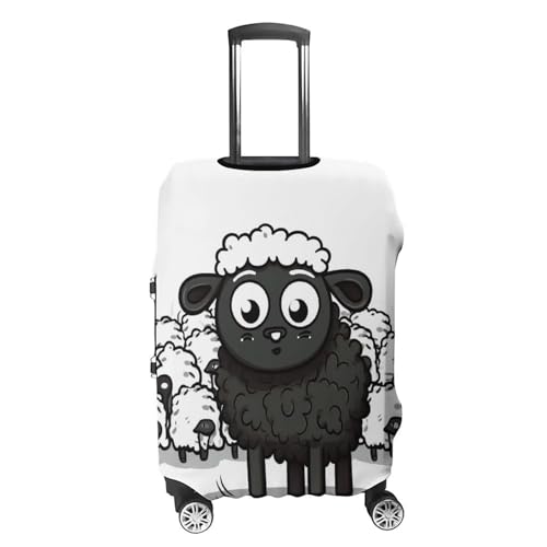 Cartoon Black White Sheep Luggage Cover, Washable Elastic Suitcase Cover Protector Fit 18-32 Inch Luggage4