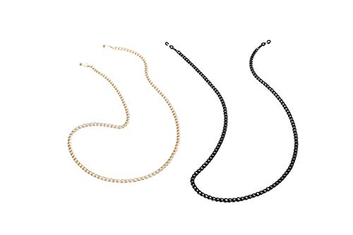 Eyeglass Chain for Men Women, Sunglasses Chain, Reading Glasses Chain, Gold/Black, Cuban Curb
