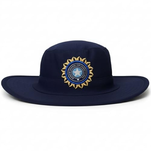 Image of C Classic Official Hat, Navy Blue with Star Emblem Badge, Wide Brim Sun Protection-Hat