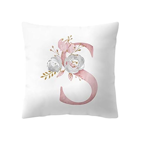 Pillow Cover Throw Cushion Case, Alphabet Pattern Printing Home Decorative Hand Made Pillow Case Cushion Cover 18 * 18inch, S Cover