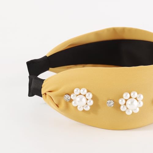 Bandeau fleur de perle rétro crâne haut avec strass couleur Argento - 4