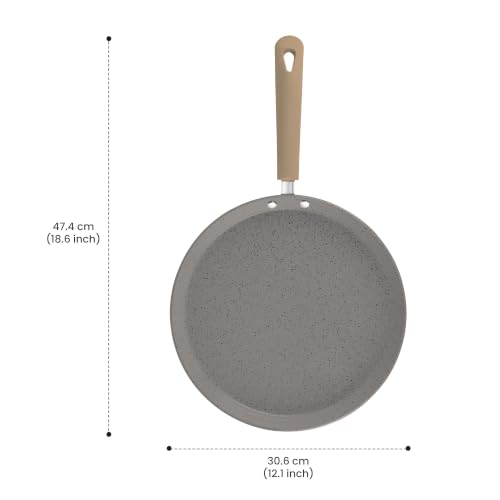 Image of Milton Pro Cook Induction Cookware & Gas Stove Friendly KFCC Ceramic Non-Stick Omni Tawa 30cm | Premium South Korean Coating Dosa Tawa | PFOA & PFAS Free | Healthy LowOil Cooking | 2Y Warranty | Brown