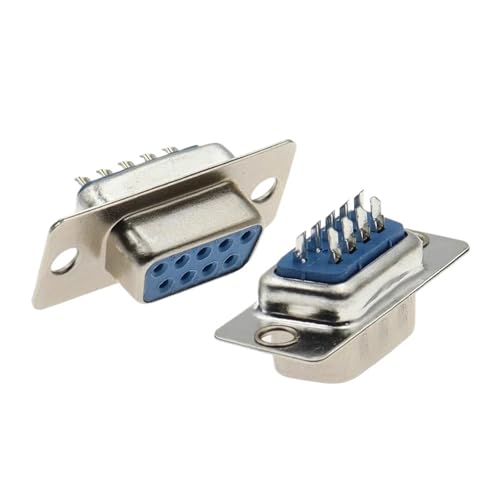 Conector DB9 macho RS232 tipo D-SUB con 9 pines en 2 filas para soldar, pack de 10 5