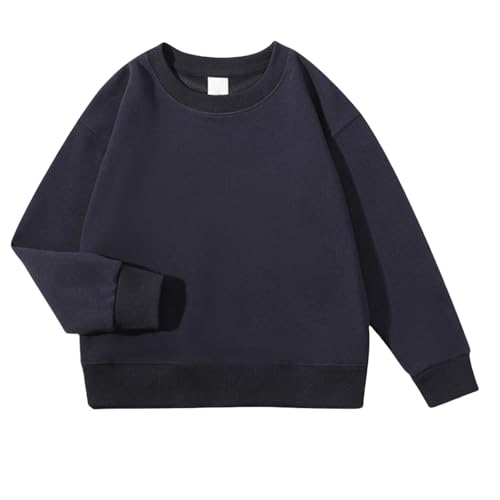Toddler Kids Cotton Sweatshirt Boys Girls Crewneck Long Sleeve Basic Solid Color Pullover Fall Winter Causal Loose Clothes