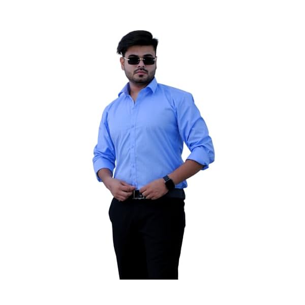 Sparrow Outfit Men’s Pure Cotton Regular Fit Shirt | Casual Wear Formal Shirts for Men and Boys | Spread Collar Long Sleeve Button Down Shirt for Office Parties Special Occasions (Officer Blue)