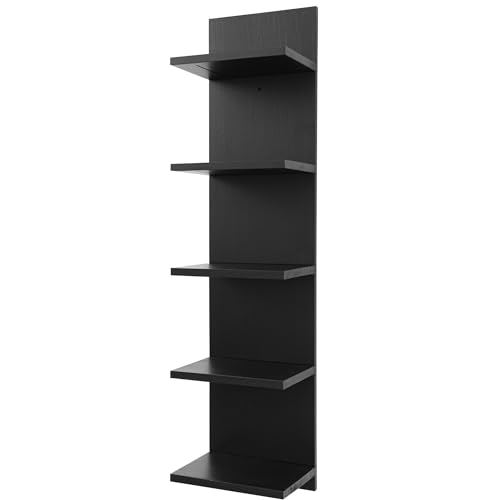 NIUBEST 5 Tier Wall Shelf,Vertical Floating Shelf,Home Decor Storage,Black - image 8