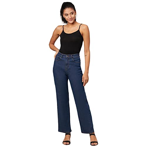 Image of KOTTY Women's High Rise Cotton Lycra Blend Ankle Length Relaxed Fit Jeans