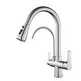 POPFLY Water Purifier Kitchen Sink Faucet,3 Way Commercial Stainless Steel Kitchen Faucet with Pull...