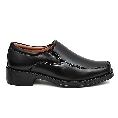 Image of Bluegold Men's Leather Comfortable Slip-On Formal Shoes (6504 Black 07)