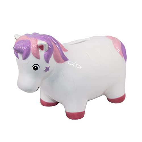 Crockery Critters Money Box - Unicorn from Deluxebase. Cute animal shaped novelty saving bank for children and adults