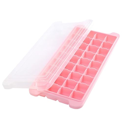 Molde para cubos de hielo con tapa plástico rosa miniatura 1