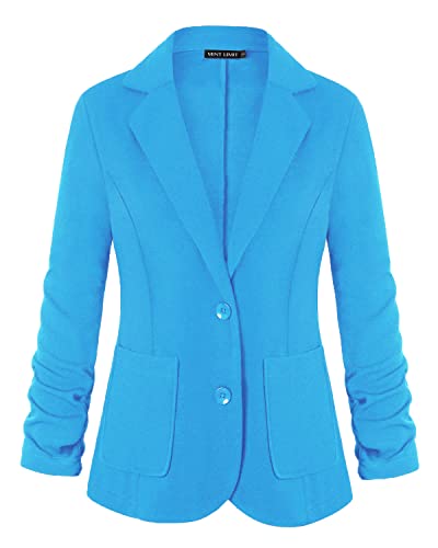 Image of MINTLIMIT Lapel Suit for Women Shawl Collar Blazer Long Sleeve Oversized Blazers,Bright Blue,XXL