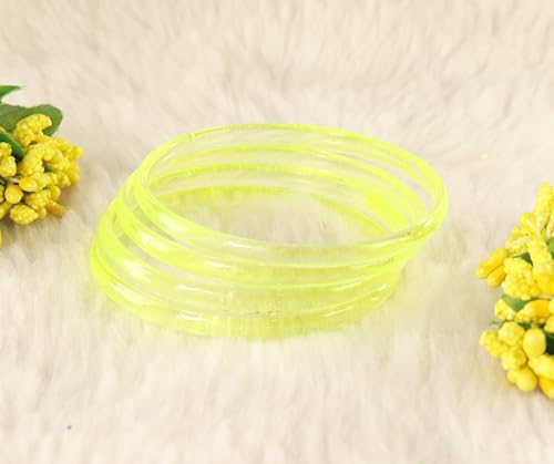 Image of STYOLLO Viral Jelly Plain Transparent Glass Kada Set For Women & Girls | Kanch Kada For Girls | Daily Ethnic Traditional Jewelry | Glossy Classic Fashion Kangan For Wedding, Festive & Parties - Set Of 4