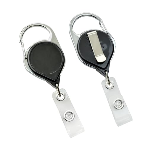 Bobine de badge noire avec mousqueton pour l'accès sécurisé en entreprise et hôpital