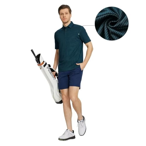 M MAELREG Golf Polo Shirts for Men Dry Fit Casual Performance Moisture Wicking Mens Polo Shirts Short Sleeve Turquoise — view 3