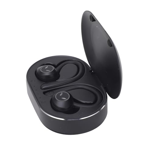Cryfokt Kopfhörer, Kabellose Ohrhörer, Geräuschunterdrückung, Automatische Kopplung, Wasserdicht, Verlustfrei, mit Mikrofon Zum Joggen und Radfahren (Black)