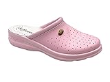  de fonseca Ciabatte Sanitarie Donna Colorate in Pelle Forata, Made in Italy Comfort Italiano Sottopiede Anti-Shock (FANTASIA ROSA)