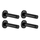 JQK Door Stopper Black, 304 Stainless Steel Thicken 1mm Sound Dampening Door Stop Bumper Wall Protetor 4 Pack, Matte Black, DSB5-PB-P4