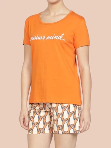 Image of Club A9 Women Cotton Regular Fit T-Shirt and Shorts Night Suit | Two Piece Set