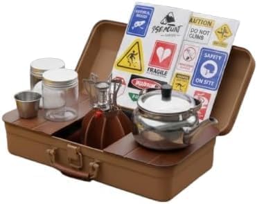 DENX طقم شاي 14 قطعة في 1، موديل DX4206، حقيبة بنية مع إكسسوارات تحضير الشاي