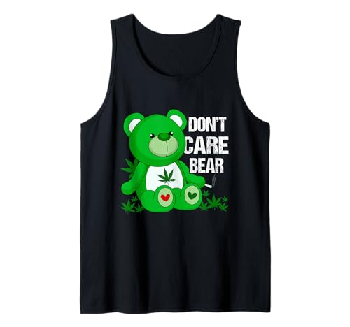 Weed Bear Herb Bear Don't Care Funny Bear Marijuana Cannabis Tank Top